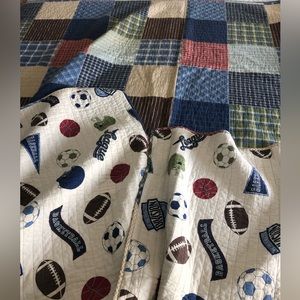 Boys Reversible colorful plaid and sports quilt, Full